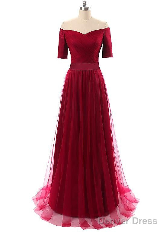Tulle Off-The-Shoulder Prom Dresses With Pleats Main image