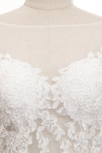 Tulle & Organza Bateau Mermaid Wedding Dresses With Lace Appliques & Belt