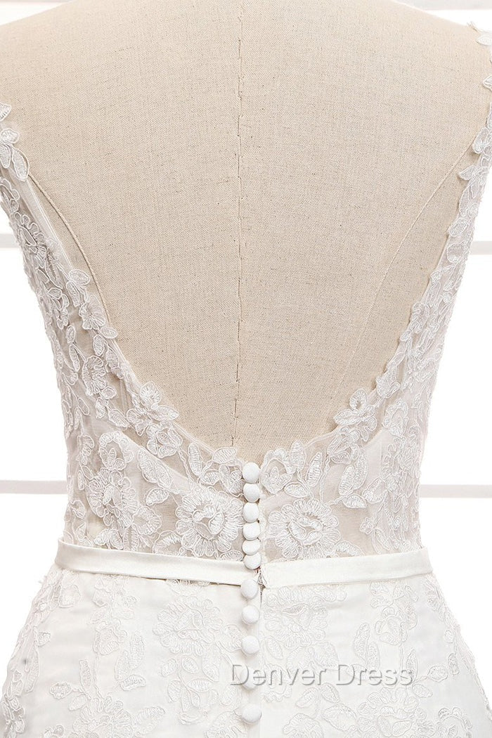 Tulle & Organza Bateau Mermaid Wedding Dresses With Lace Appliques & Belt