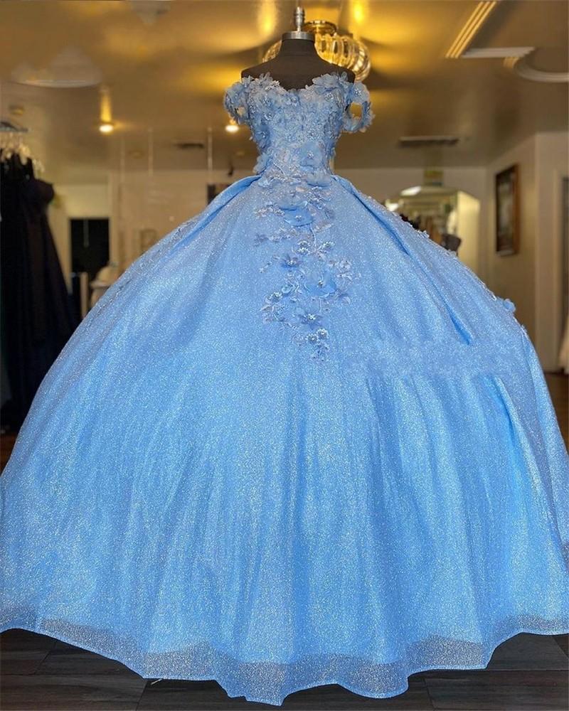 Tulle Princess Off Shoulder Long Prom Dress, Long Strapless Pink Flower Appliqu¨¦S Prom Dresses