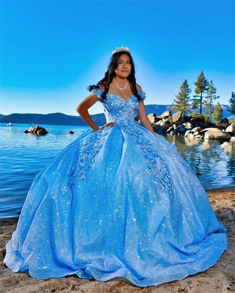 Tulle Princess Off Shoulder Long Prom Dress, Long Strapless Pink Flower Appliqu¨¦S Prom Dresses