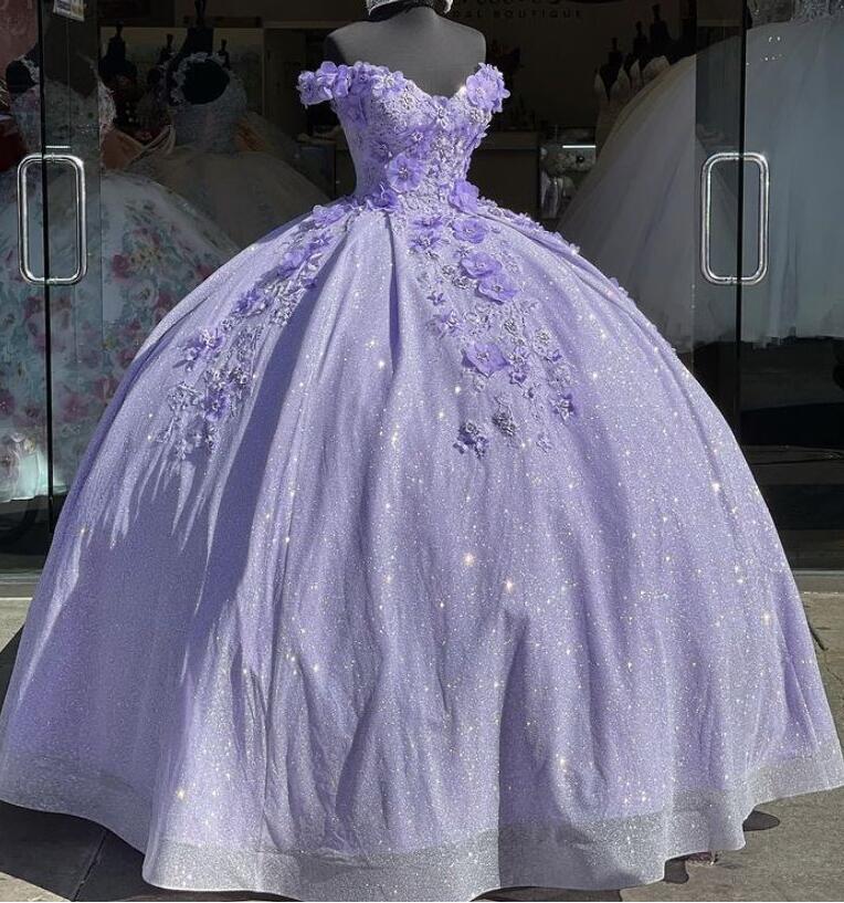 Tulle Princess Off Shoulder Long Prom Dress, Long Strapless Pink Flower Appliqu¨¦S Prom Dresses