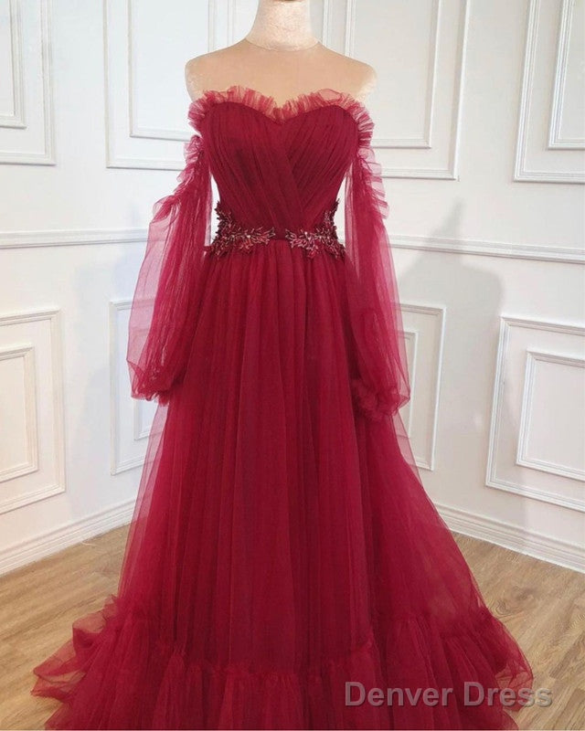 Puffy Sleeve Prom Dress Sweetheart Tulle Formal Evening Gowns Princess Dresses