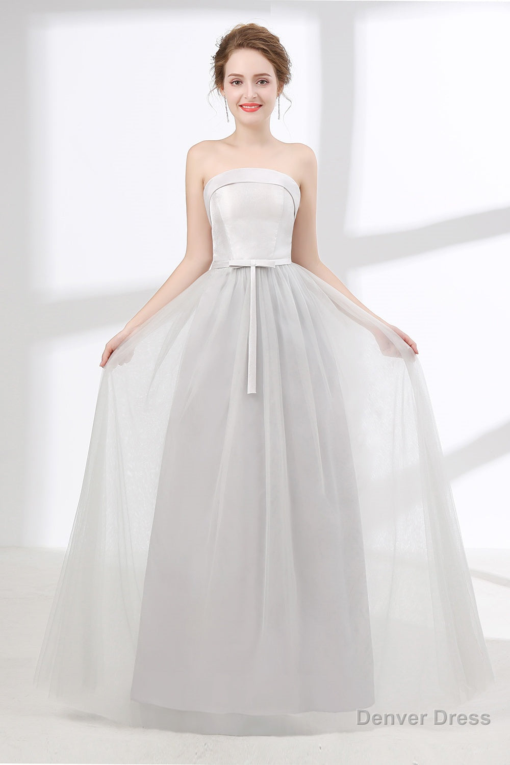 Tulle & Satin Strapless Neckline A Line Bridesmaid Dresses With Bowknot Main image