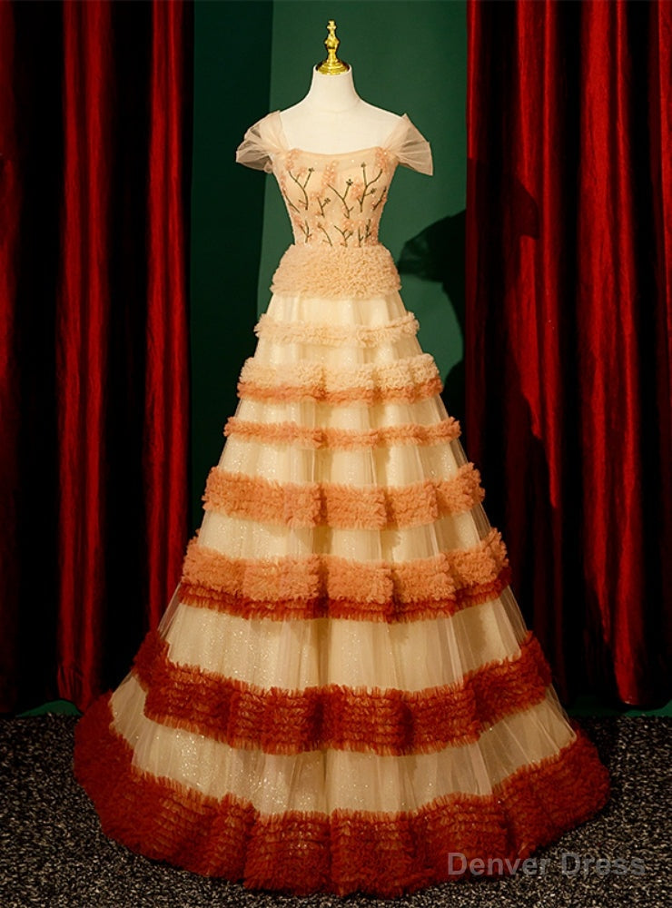 Tulle Sequins Off the Shoulder Beading Prom Dress Main image