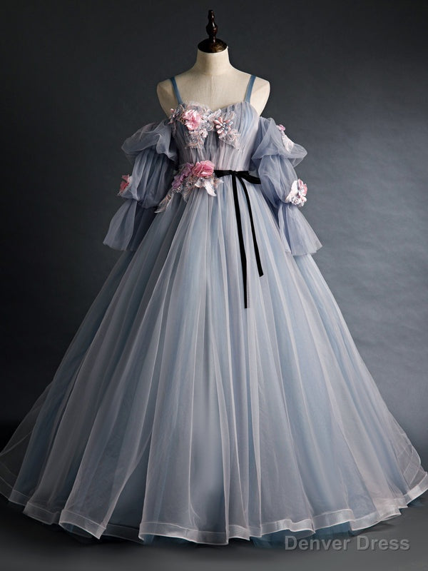 Tulle Spaghetti Straps Balloon Sleeve Appliques Quinceanera Dresses Main image