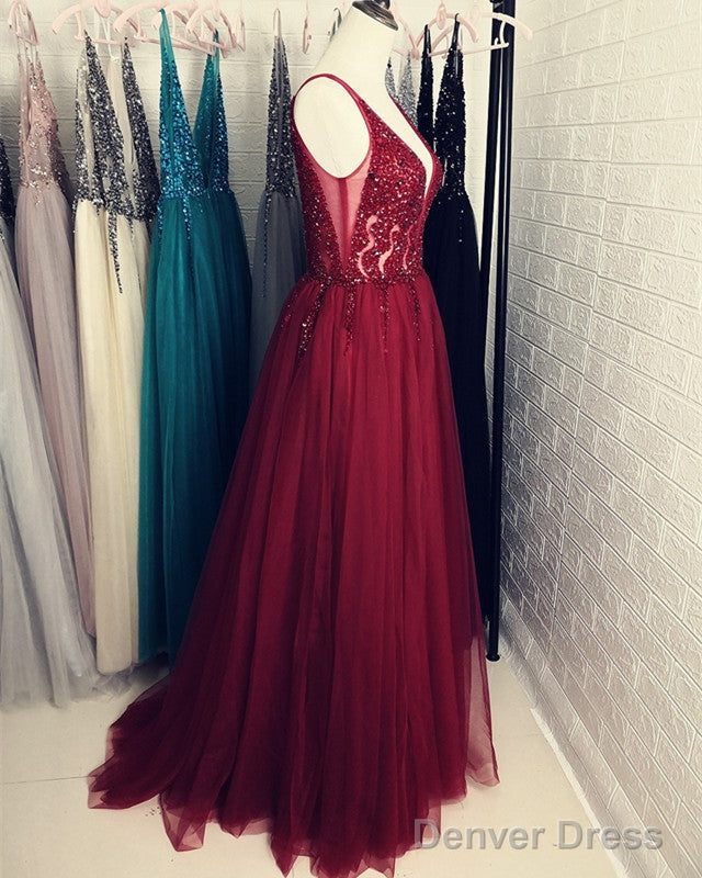 Tulle Split Dresses Crystal Beaded V Neck Secondary image