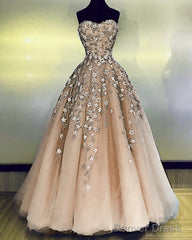 Tulle Sweetheart Prom Dresses Ball Gown 3D Flowers