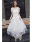 Tulle Tea Length Off The Shoulder Wedding Dresses With Flowers