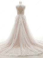 Tulle V-Neck Appliques Lace Wedding Dresses