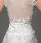 Tulle V-neck Illusion Back Wedding Dresses With Lace Bodice