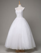 Tulle Wedding Dresses Sweatheart Beading Ball Gown Floor Length Bridal Dresses