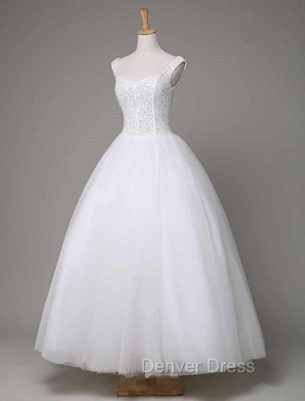 Tulle Wedding Dresses Sweatheart Beading Ball Gown Floor Length Bridal Dresses