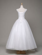 Tulle Wedding Dress Sweatheart Beading Ball Gowns Floor Length Bridal Dresses