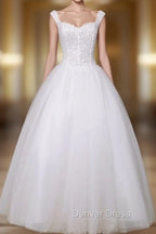 Tulle Wedding Dress Sweatheart Beading Ball Gowns Floor Length Bridal Dresses