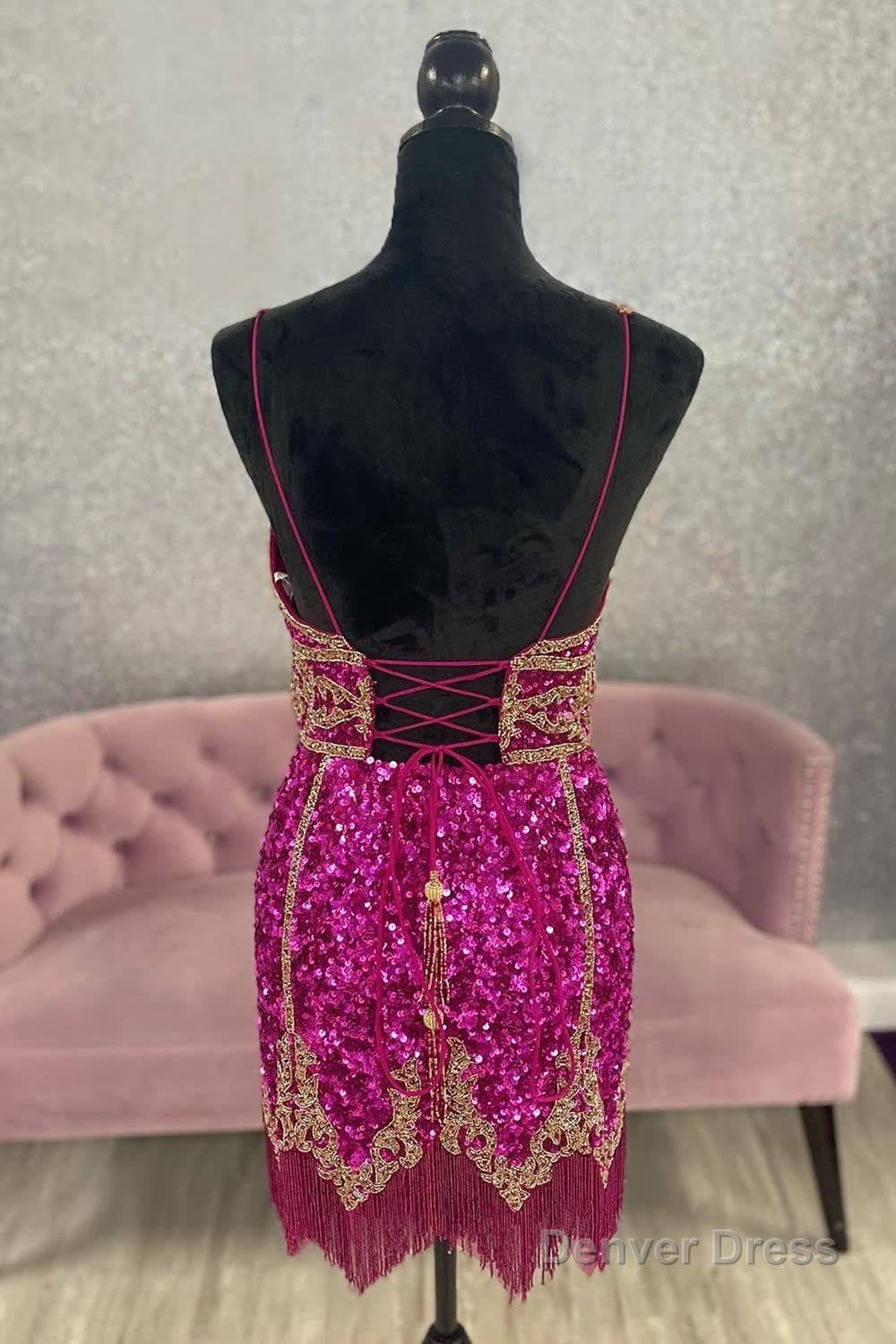 Turquoise Sequined Homecoming Dresses With Fringes