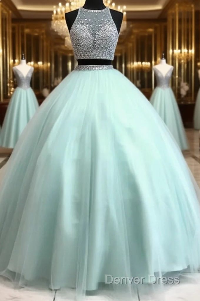 Two Piece Ball Gown Dresses With Beaded Crop Top Main image