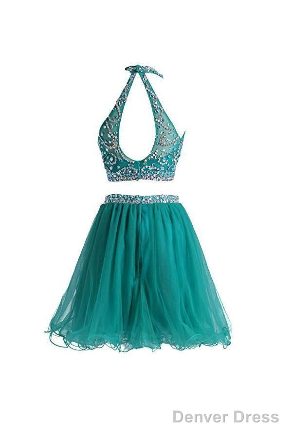 Two Pieces Tulle Short With Beaded Green Homecoming Dress Secondary image