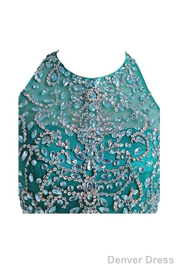 Two Pieces Tulle Short With Beaded Green Homecoming Dresses