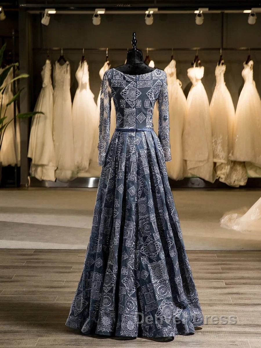 Unique A Line Scoop Long Sleeves Applique With Beading Floor Length Wedding Dresses