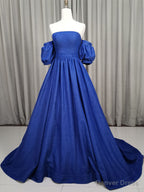 Unique Aline Blue Long Prom Dress, Blue Long Prom Graduation Dresses