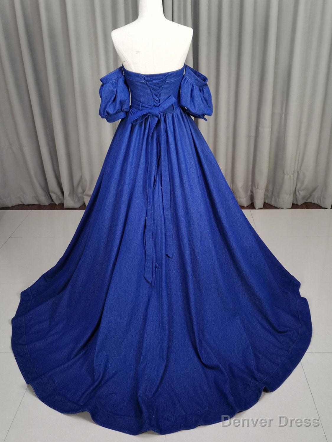 Unique Aline Blue Long Prom Dress, Blue Long Prom Graduation Dresses