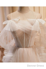 Unique And Noble Ivory Sleeveless Off Shoulder Ball Dress Ivory Sheer Thin Shoulder Strap With Backless Strap Prom Dress
