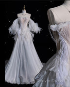 Unique Ball Gowns Off The Shoulder Long Tulle White Wedding Dress Brides Dresses