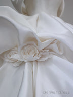 Unique Ball Gown Strapless Off The Shoulder Satin Long Wedding Dresses Brides Dress