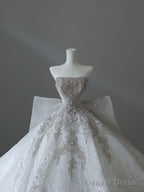 Unique Ball Gown Strapless Sequin Long Wedding Dresses Brides Dress