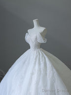 Unique Ball Gowns Strapless Tulle White Long Off The Shoulder Wedding Dress Brides Dresses