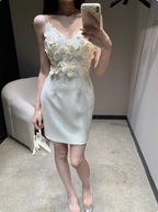 Unique Beautiful Three-Dimensional Flower Sling Satin Birthday Dresses Homecoming Dresses