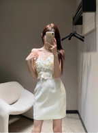 Unique Beautiful Three-Dimensional Flower Sling Satin Birthday Dresses Homecoming Dresses