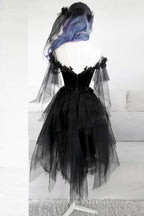 Unique Black Off The Shoulder Layered Tulle Homecoming Dress,Beautiful Prom Dresses