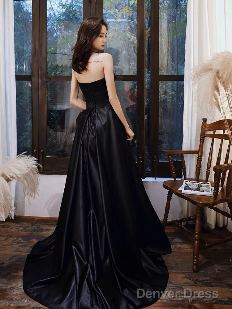 Unique Black Tulle Long Prom Dresses, Black Formal Evening Dresses Secondary image