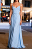 Unique Blue Chiffon Long Bridesmaid Dresses