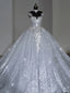 Unique Bridal Dress Ball Gowns Scoop White Sequin Long Wedding Dress Luxury Bride Dresses Bridal Gown