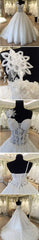 Unique Design One Shoulder See Through A-Line Lace Tulle Wedding Dresses,