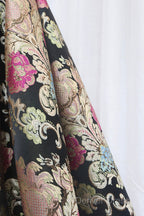 Unique Floral Floor Length Prom Dresses, A-Line Black Evening Dresses