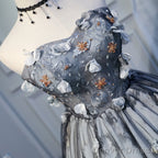 Unique Grey Floral Sweetheart Short Prom Dress, Homecoming Dresses