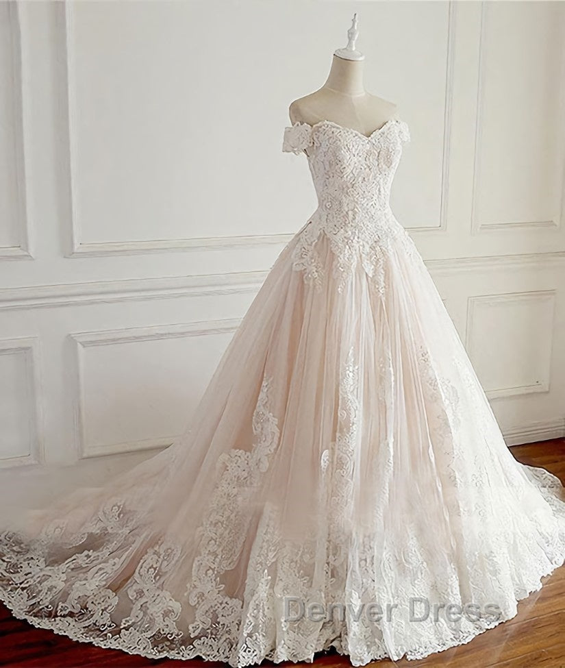 Unique lace tulle long wedding Dresses, lace long bridal Dresses Secondary image