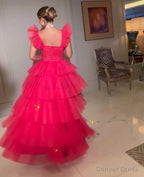 Unique Layered Tulle Prom Dress Ball Gown Long Prom Dresses