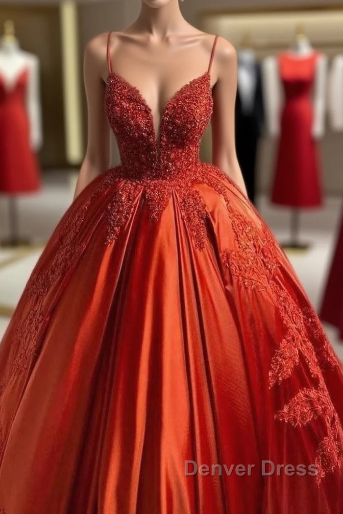 Unique Long Princess Sweetheart Backless Appliques Lace Satin Wedding Dresses Main image