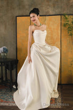 Unique Mermaid Off The Shoulder Ivory Long Wedding Dress With Short Sleeves Brides Dresses