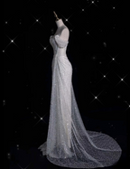 Unique Mermaid Off The Shoulder Sequin Short Sleeves White Wedding Dress Brides Dresses
