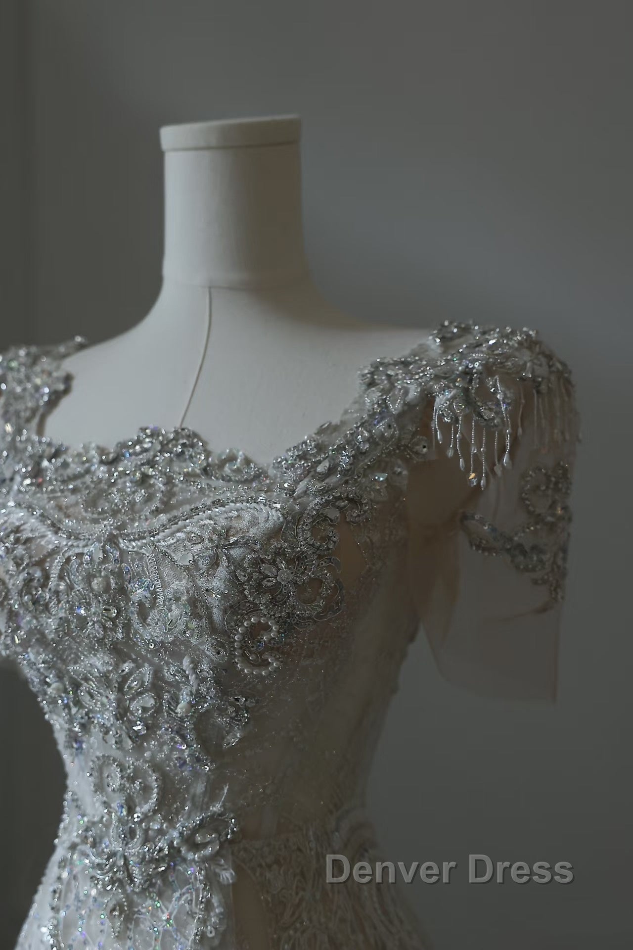 Unique Mermaid Square Neckline Short Sleeves Wedding Dresses White Brides Dresses