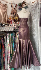 Unique Mermaid Strapless Glitter Satin Ball Dress Beautiful Birthday Prom Dresses