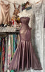 Unique Mermaid Strapless Glitter Satin Ball Dress Beautiful Birthday Prom Dresses