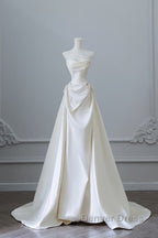 Unique Mermaid Strapless Long Wedding Dress With Short Sleeves Brides Dresses