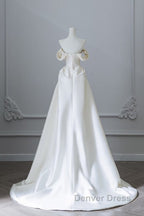Unique Mermaid Strapless Long Wedding Dress With Short Sleeves Brides Dresses